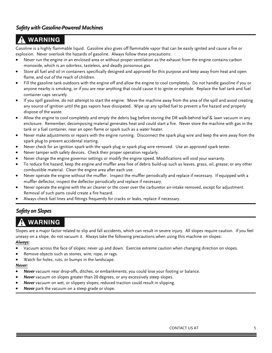 DR Power Walk-Behind 11.50 fpt (August 2010 - Present) User Manual | Page 5 / 32