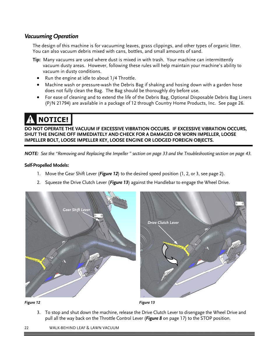 Vacuuming operation | DR Power Walk-Behind 6.5 (Pre-August 2010) User Manual | Page 26 / 62
