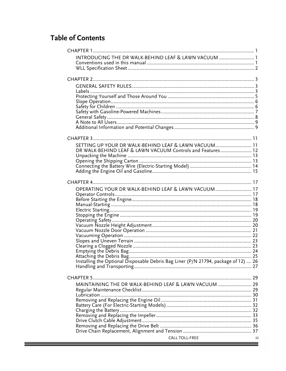 DR Power Walk-Behind 6.5 (Pre-August 2010) User Manual | Page 3 / 62
