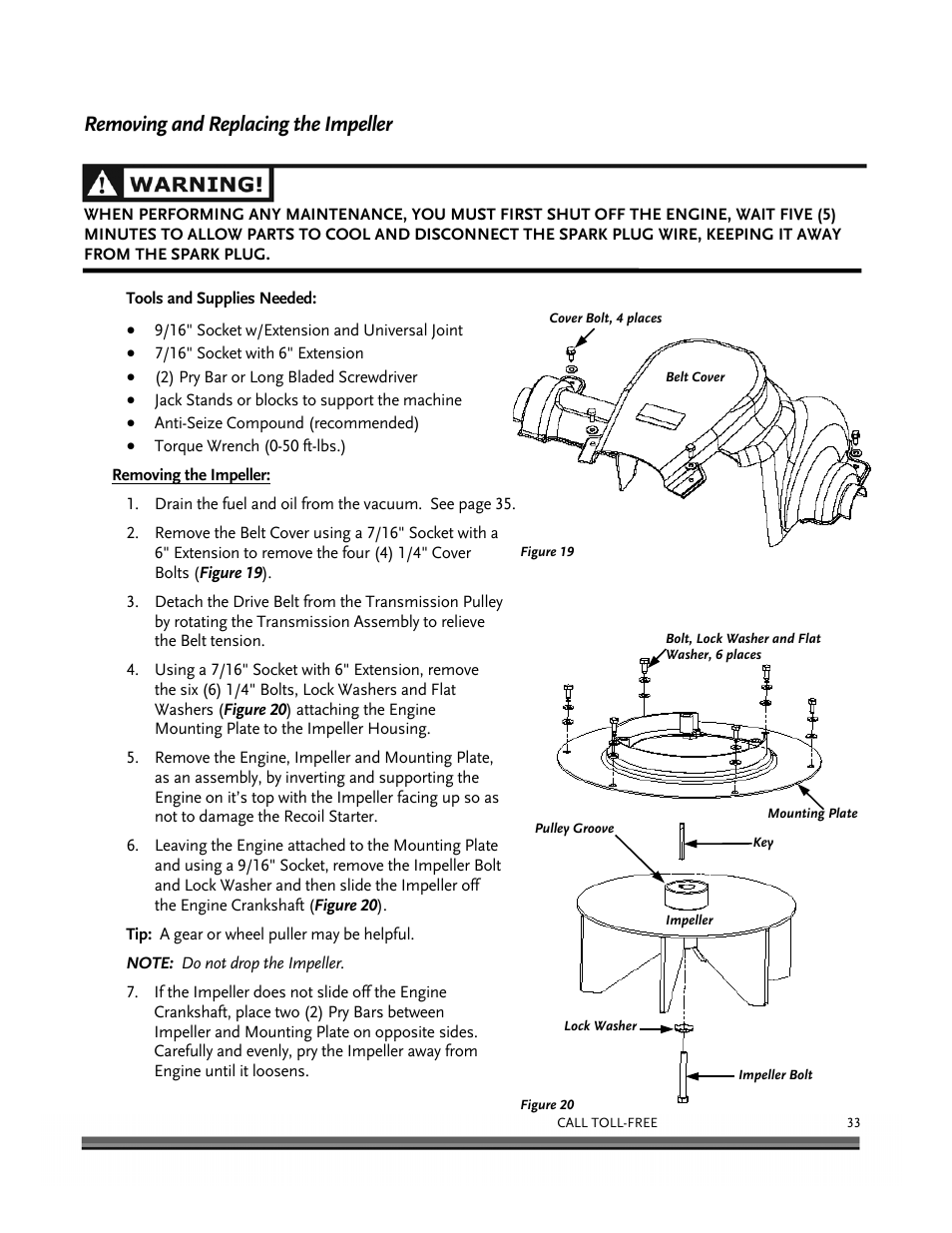 Removing and replacing the impeller | DR Power Walk-Behind 6.5 (Pre-August 2010) User Manual | Page 37 / 62