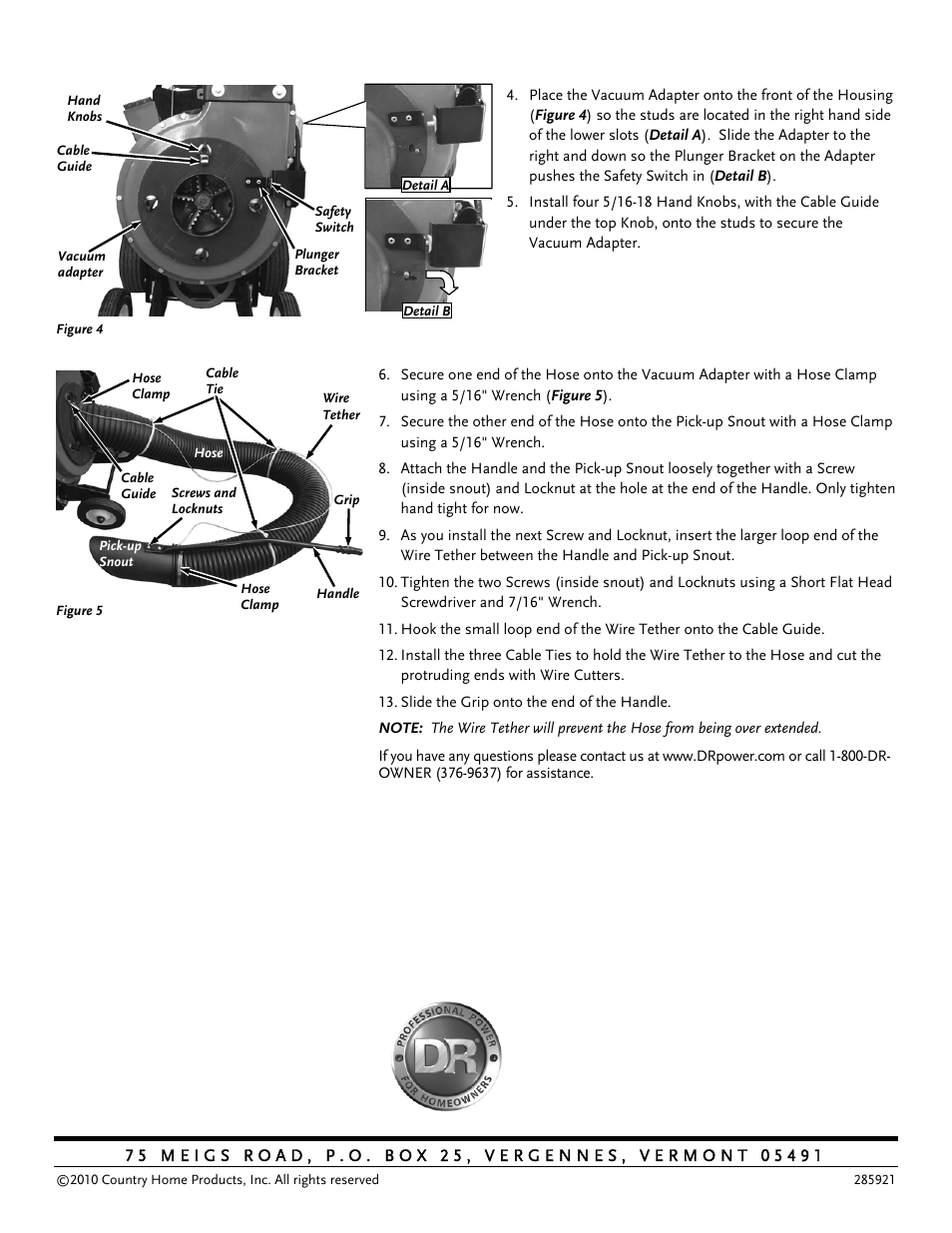 DR Power Walk-Behind On Board Vacuum Hose User Manual | Page 2 / 2