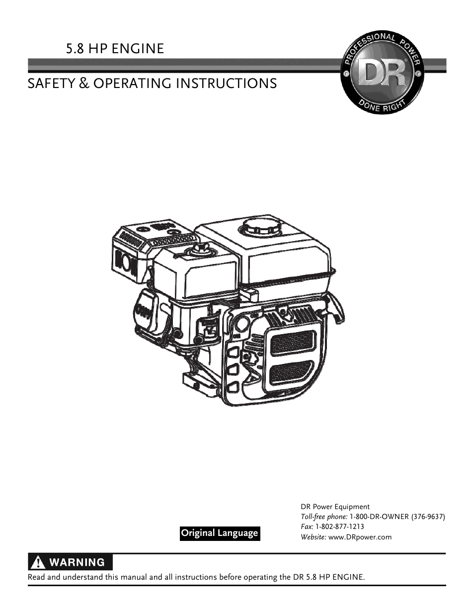 DR Power RapidFire 5.5 HP Subaru (July 2013 - Present) Engine Manual User Manual | 24 pages