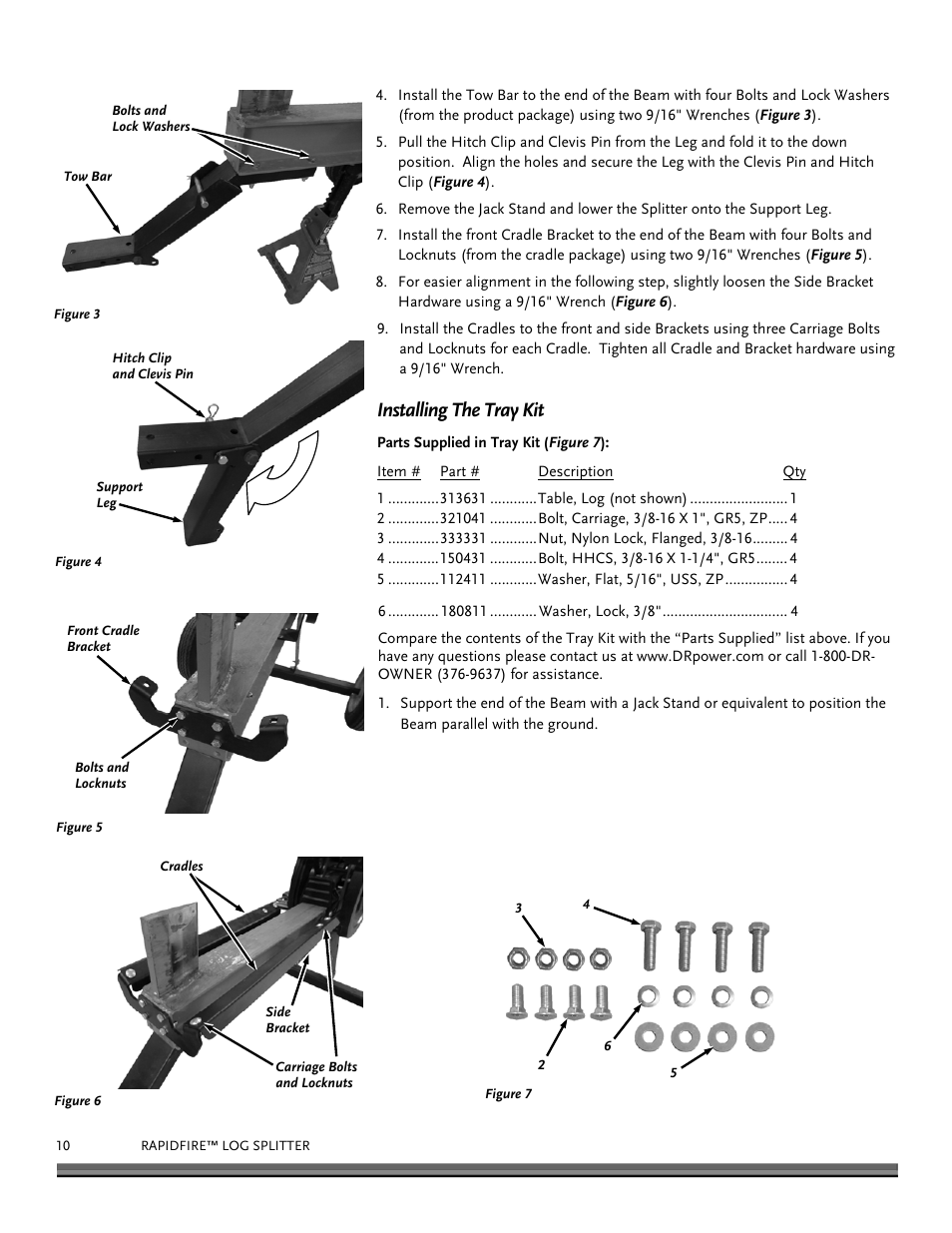 Installing the tray kit | DR Power RapidFire 5.5 HP Subaru (July 2013 - Present) Operating Manual User Manual | Page 10 / 32