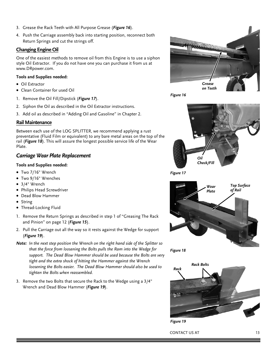 Carriage wear plate replacement | DR Power RapidFire 6 HP Subaru (July 2012 - Aug 2013) User Manual | Page 13 / 28