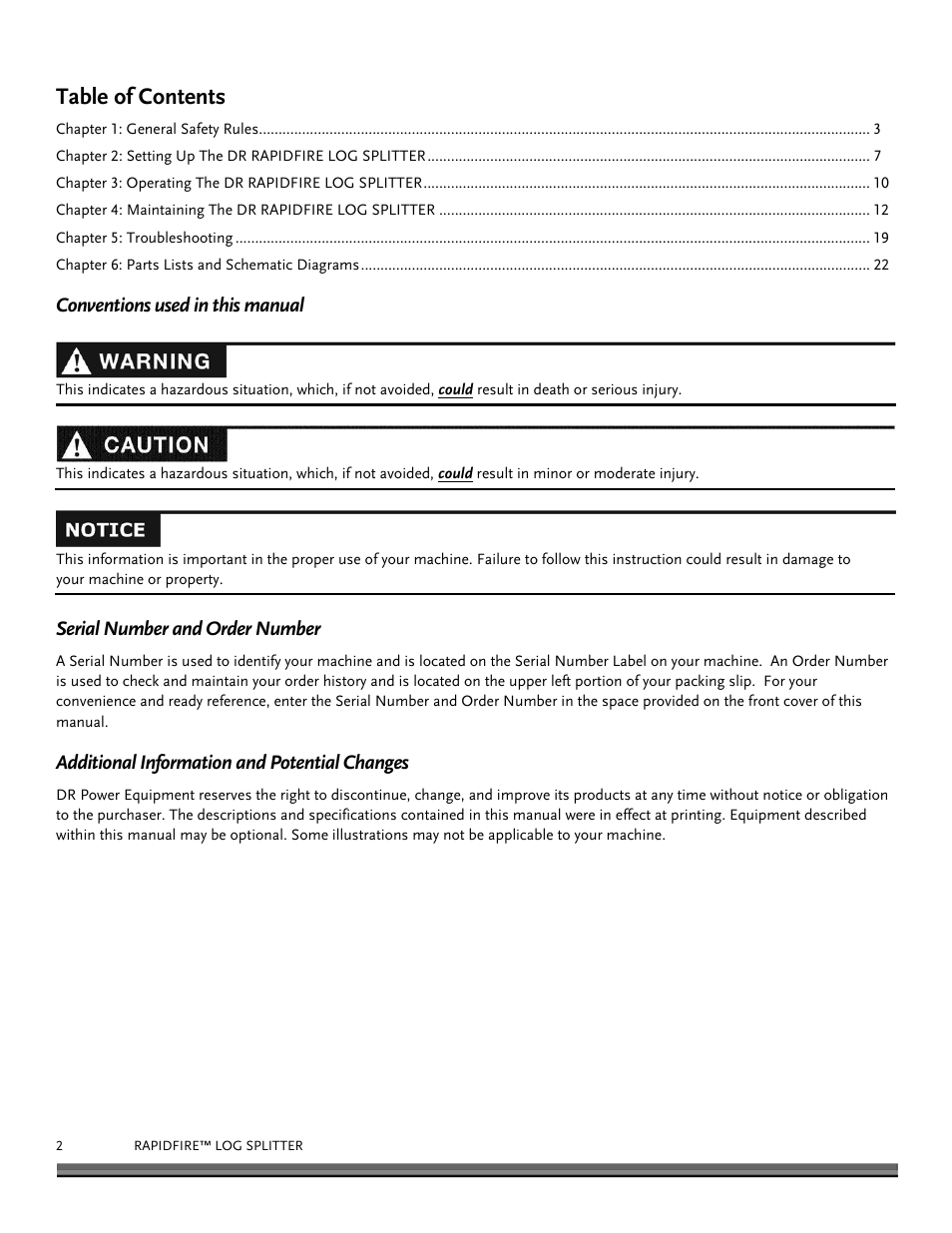 DR Power RapidFire 6 HP Subaru (July 2012 - Aug 2013) User Manual | Page 2 / 28