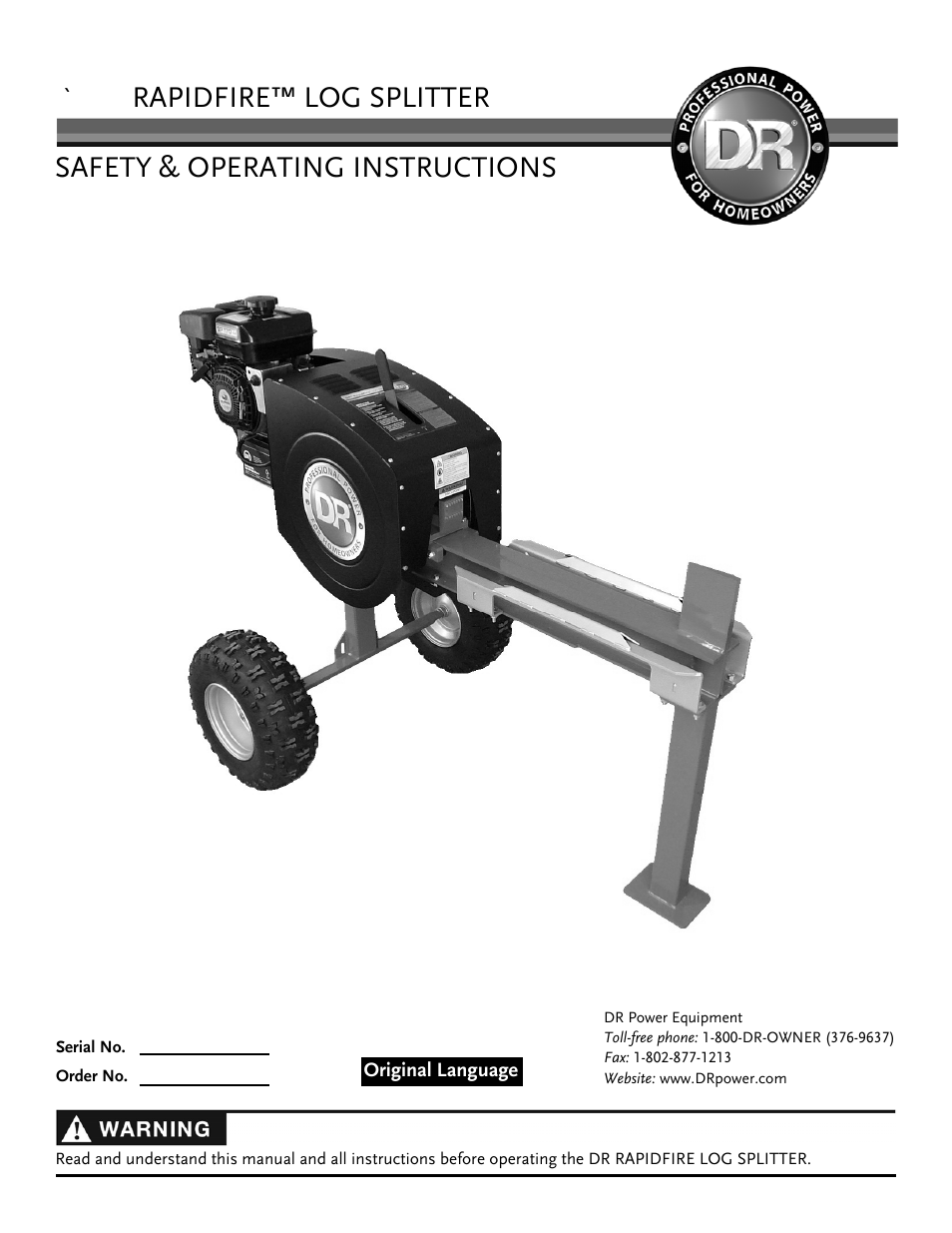 DR Power RapidFire 6 HP Subaru (Aug 2011 - Sept 2012) User Manual | 28 pages