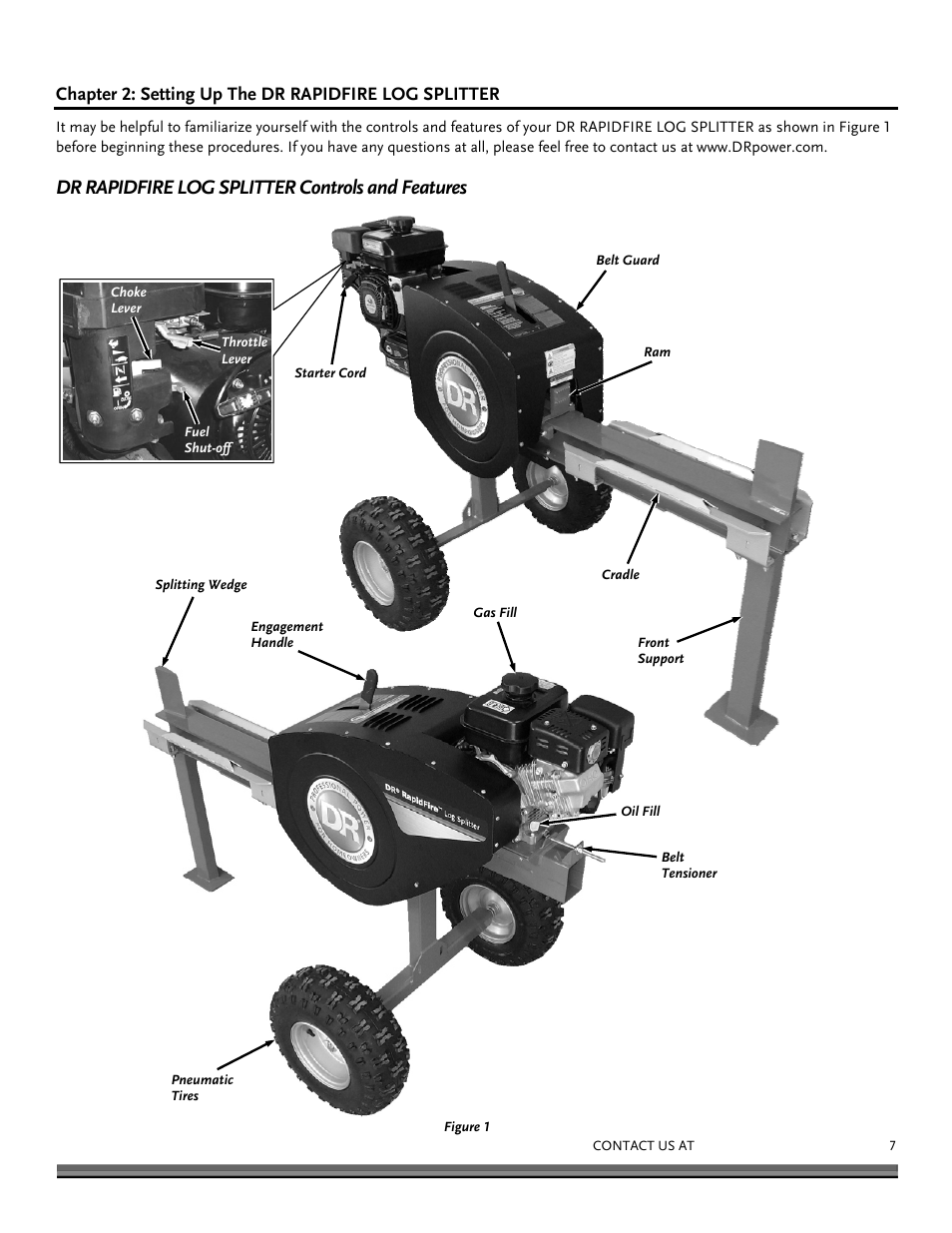 Dr rapidfire log splitter controls and features | DR Power RapidFire 6 HP Subaru (Aug 2011 - Sept 2012) User Manual | Page 7 / 28