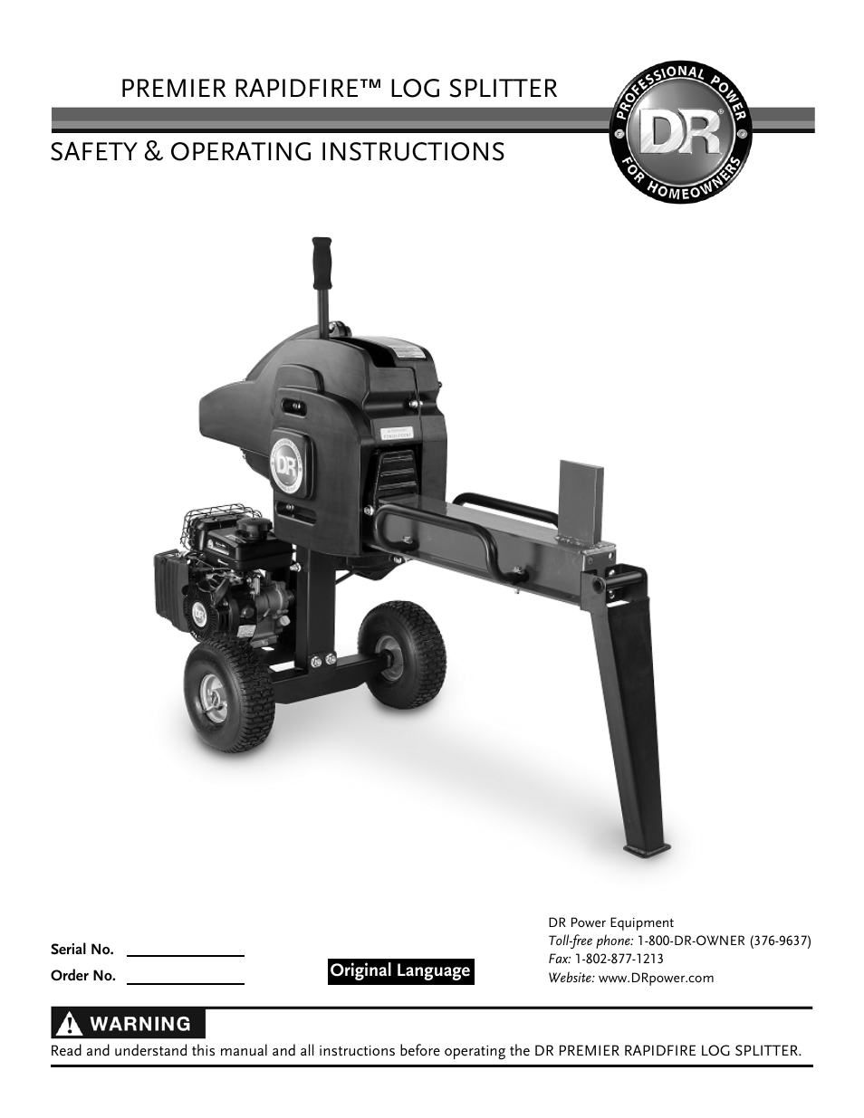 DR Power RapidFire 3.0 HP DR (June 2014 - Present) Operating Manual User Manual | 32 pages