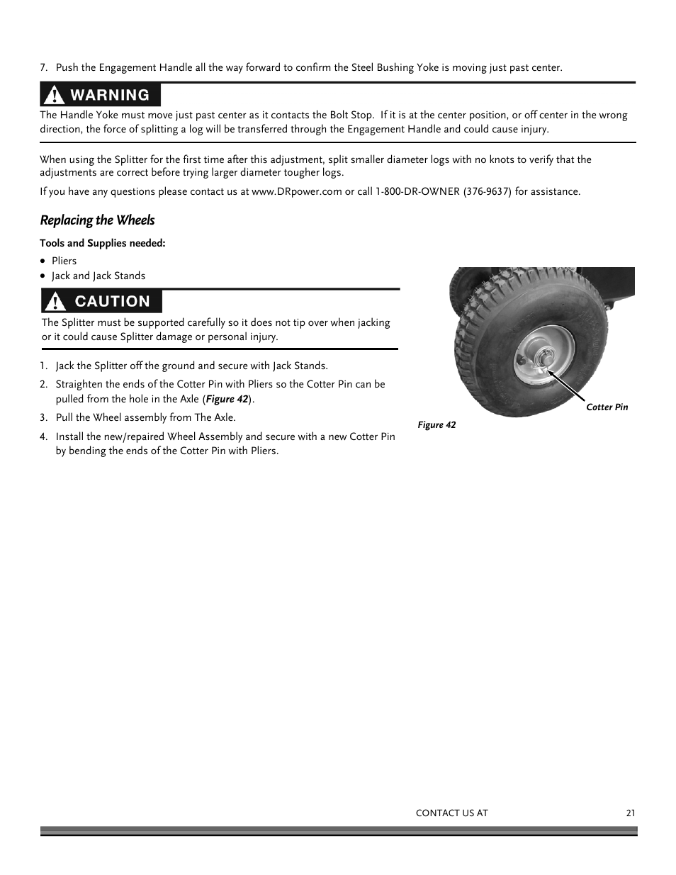 Replacing the wheels | DR Power RapidFire 3.0 HP DR (June 2014 - Present) Operating Manual User Manual | Page 21 / 32