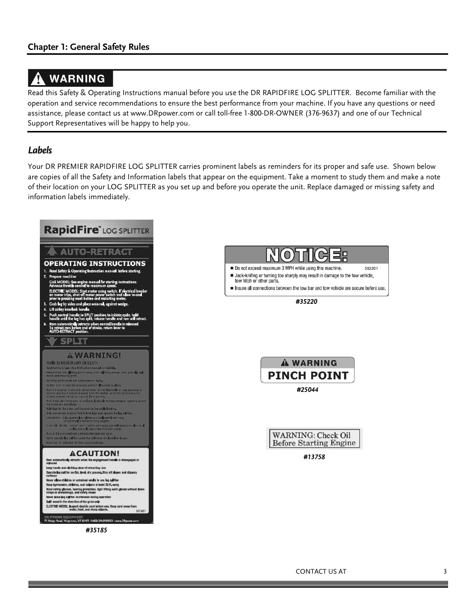 Labels | DR Power RapidFire 3.0 HP DR (June 2014 - Present) Operating Manual User Manual | Page 3 / 32