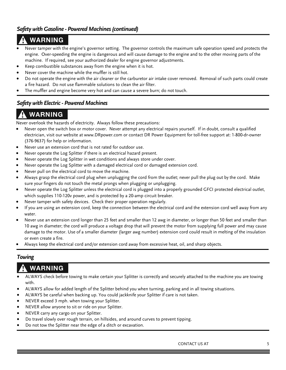 DR Power RapidFire 3.0 HP DR (June 2014 - Present) Operating Manual User Manual | Page 5 / 32