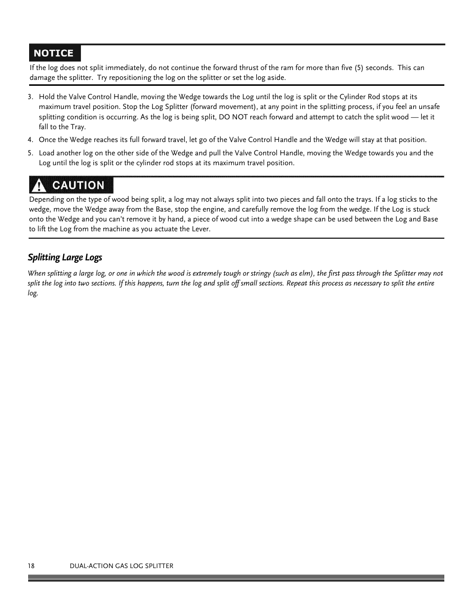 Splitting large logs | DR Power Dual Action 15-Ton Gas (Aug 2011 - Present) User Manual | Page 18 / 40