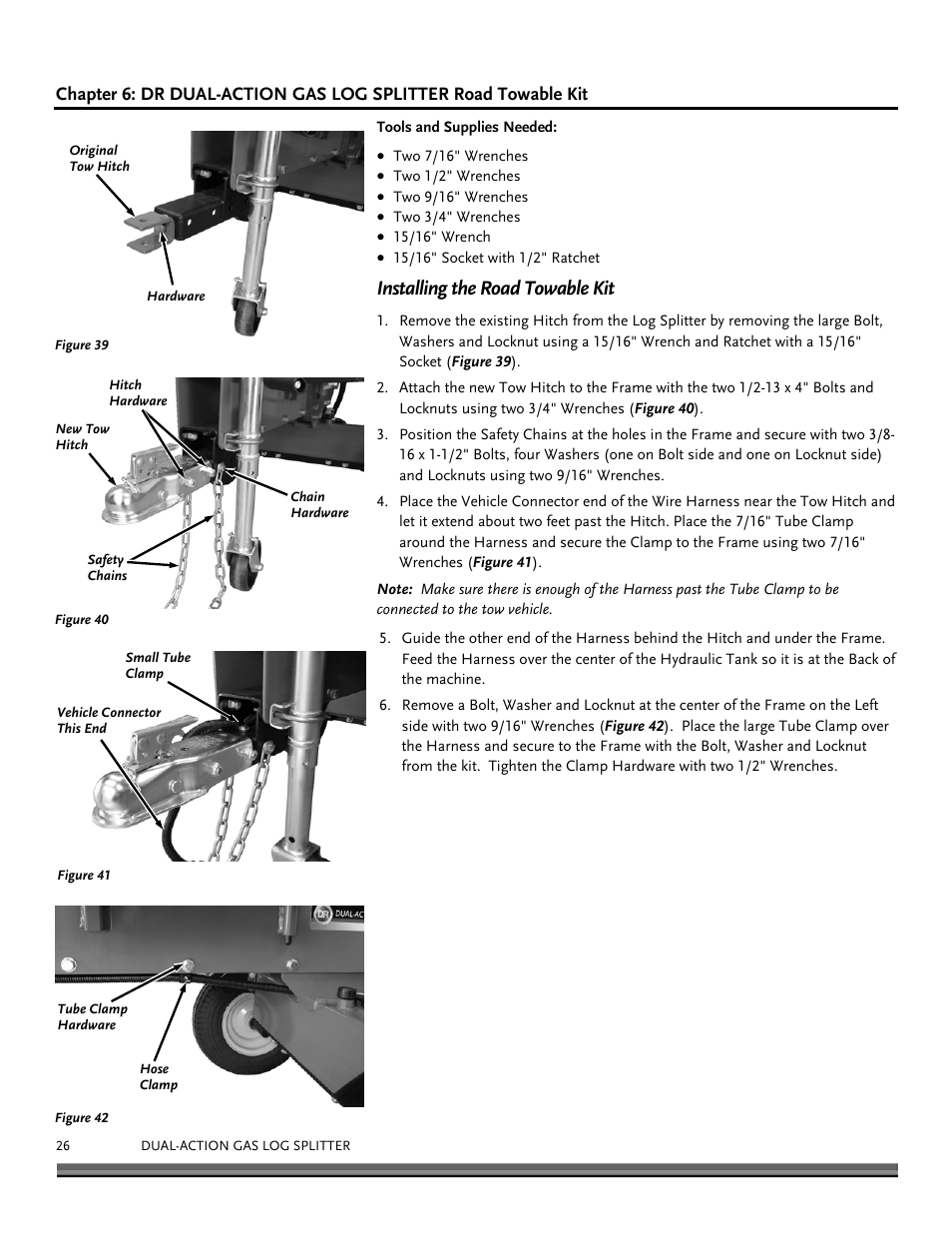 Installing the road towable kit | DR Power Dual Action 15-Ton Gas (Aug 2011 - Present) User Manual | Page 26 / 40