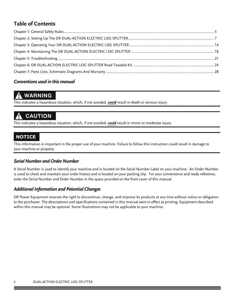 DR Power Dual Action 10-Ton Electric (Aug 2011 - Present) User Manual | Page 2 / 36