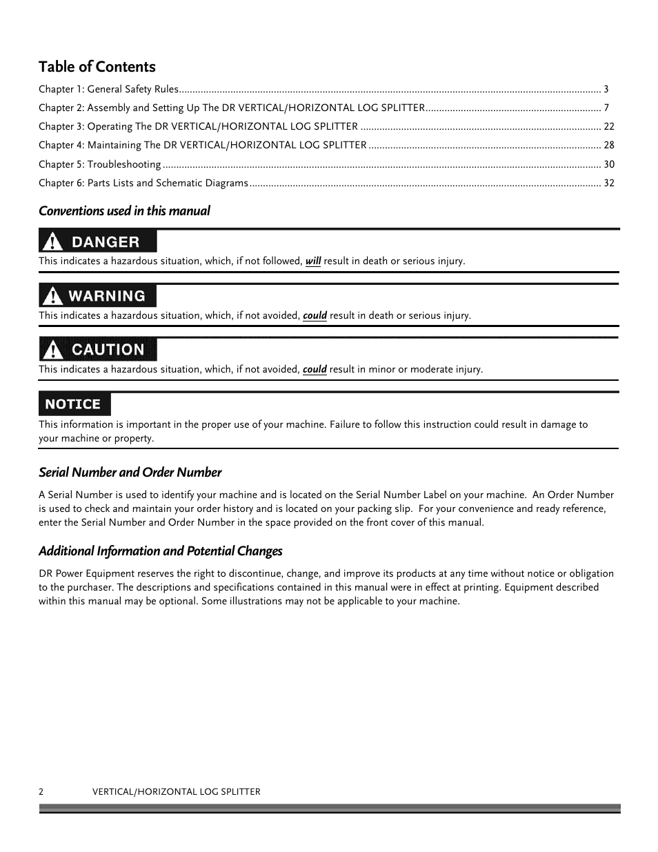 DR Power 22-Ton (July 2013 - Present) User Manual | Page 2 / 36