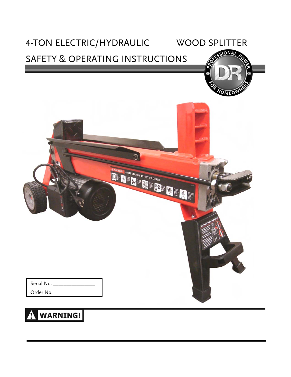 DR Power Hydraulic 4-Ton (January 2008 - Present) User Manual | 34 pages