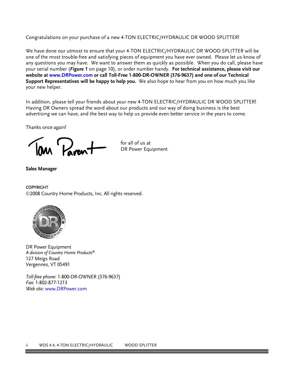 DR Power Hydraulic 4-Ton (January 2008 - Present) User Manual | Page 2 / 34