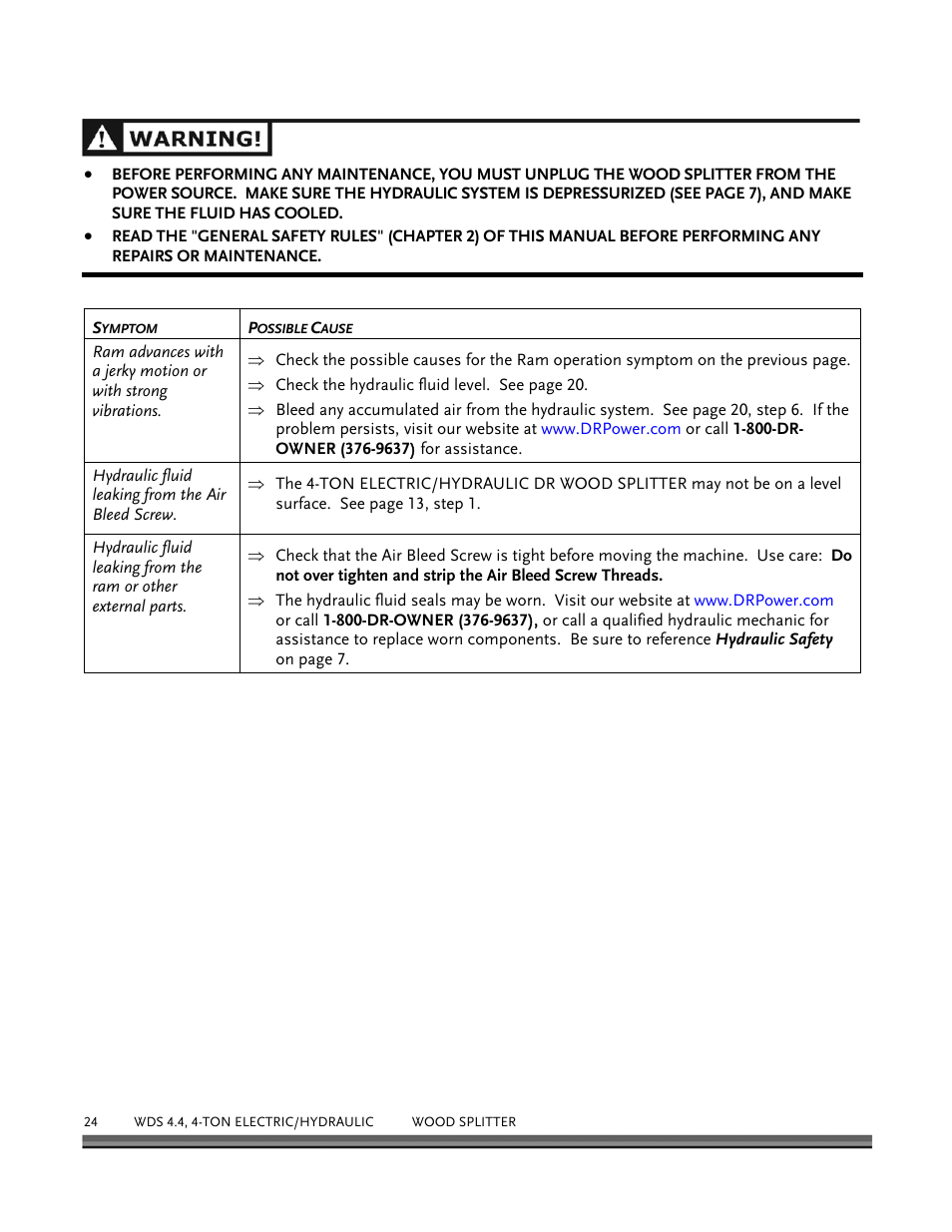 DR Power Hydraulic 4-Ton (January 2008 - Present) User Manual | Page 28 / 34