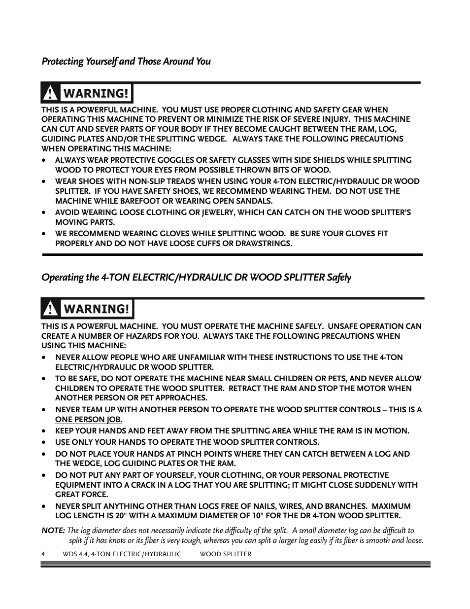 Protecting yourself and those around you | DR Power Hydraulic 4-Ton (January 2008 - Present) User Manual | Page 8 / 34