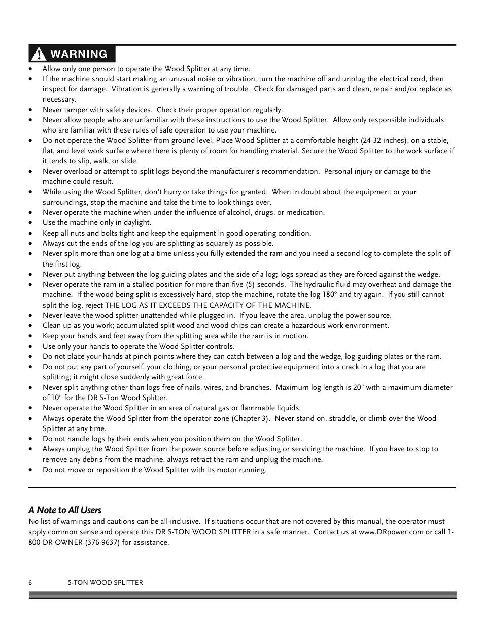 DR Power Hydraulic 5-Ton (Oct 2010 - July 2013) User Manual | Page 6 / 24