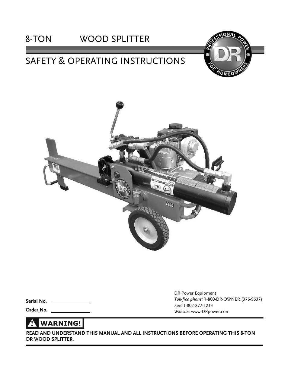 DR Power Hydraulic 8-Ton User Manual | 36 pages