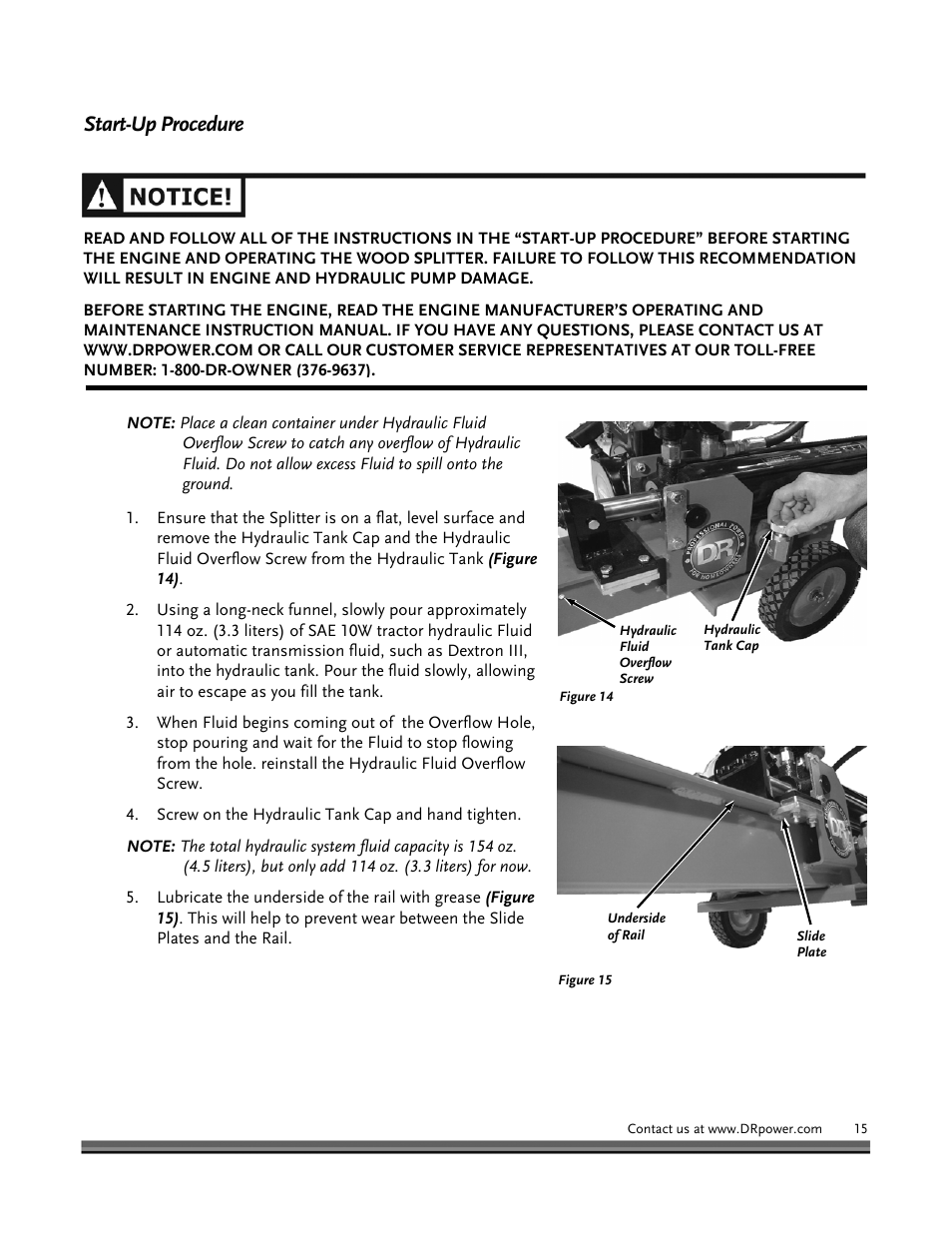 Start-up procedure | DR Power Hydraulic 8-Ton User Manual | Page 15 / 36