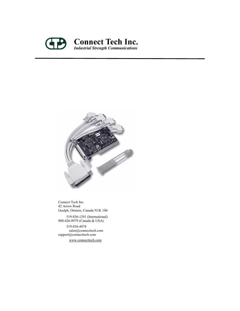 Connect Tech BlueStorm Multi-port Serial Adapter User Manual | 15 pages