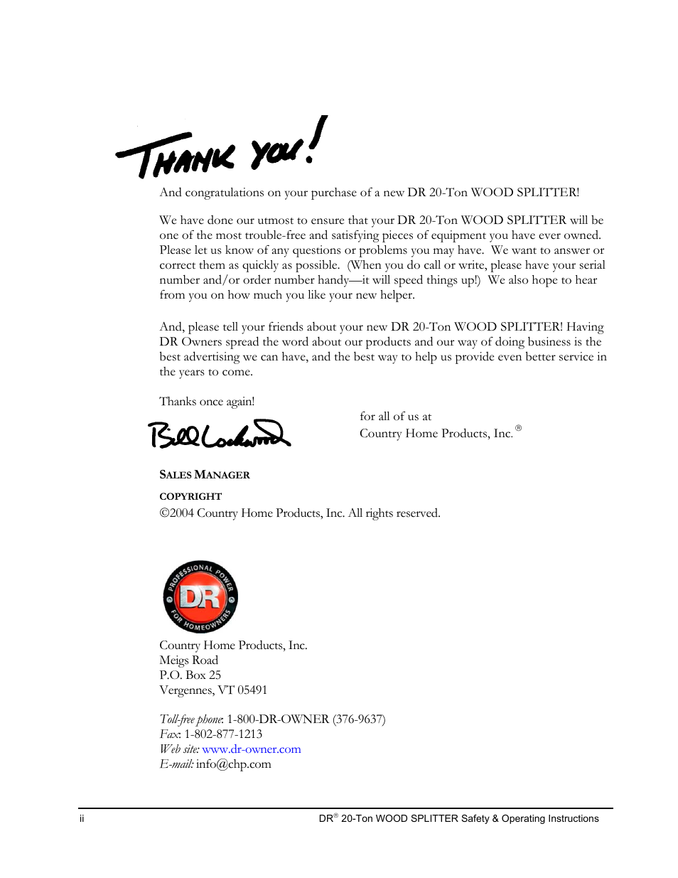 DR Power Hydraulic 20-Ton User Manual | Page 2 / 40