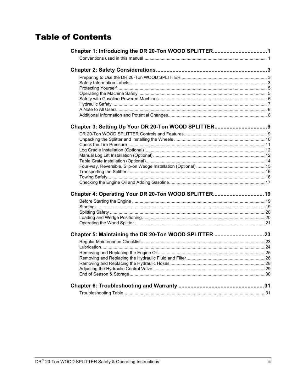 DR Power Hydraulic 20-Ton User Manual | Page 3 / 40