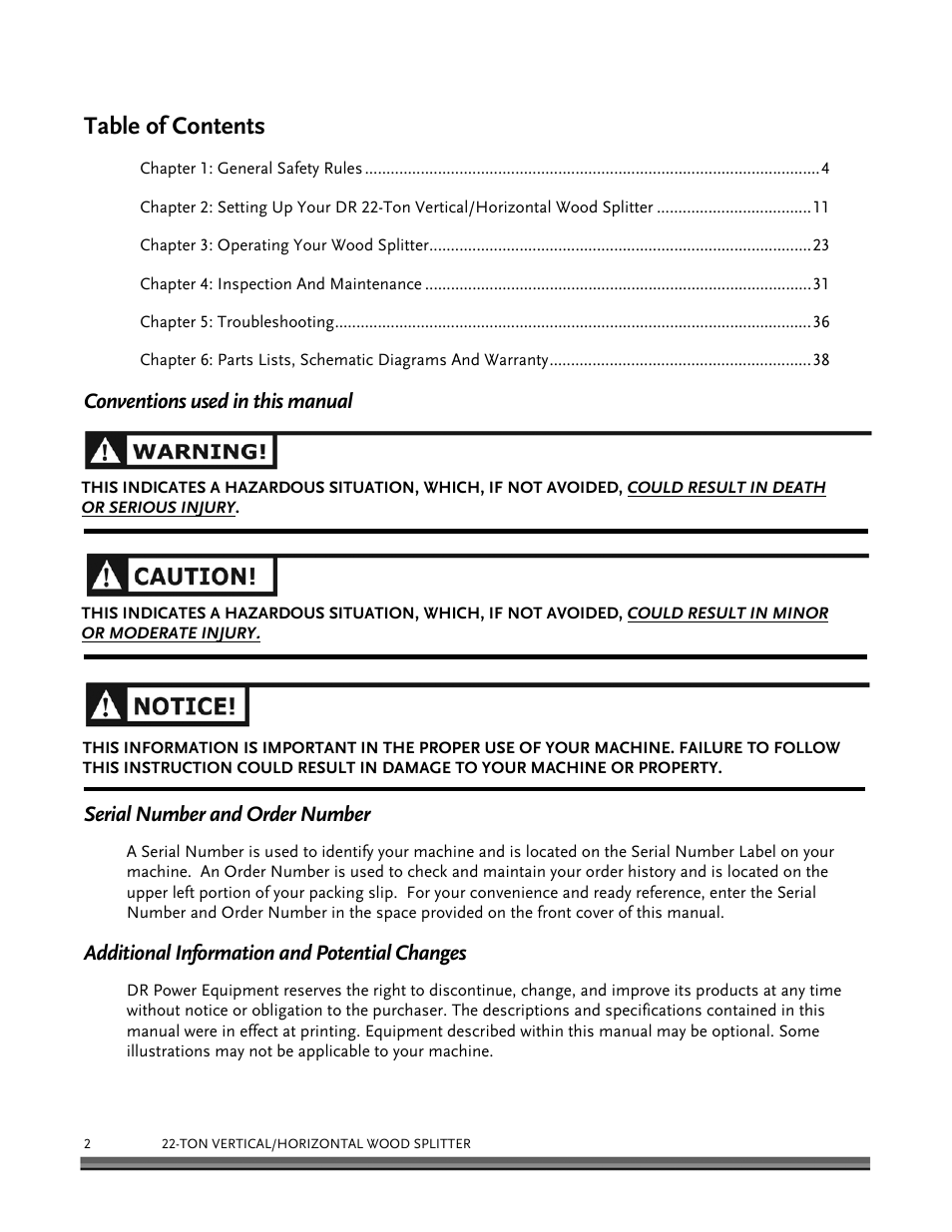 DR Power Hydraulic 22-Ton User Manual | Page 2 / 44