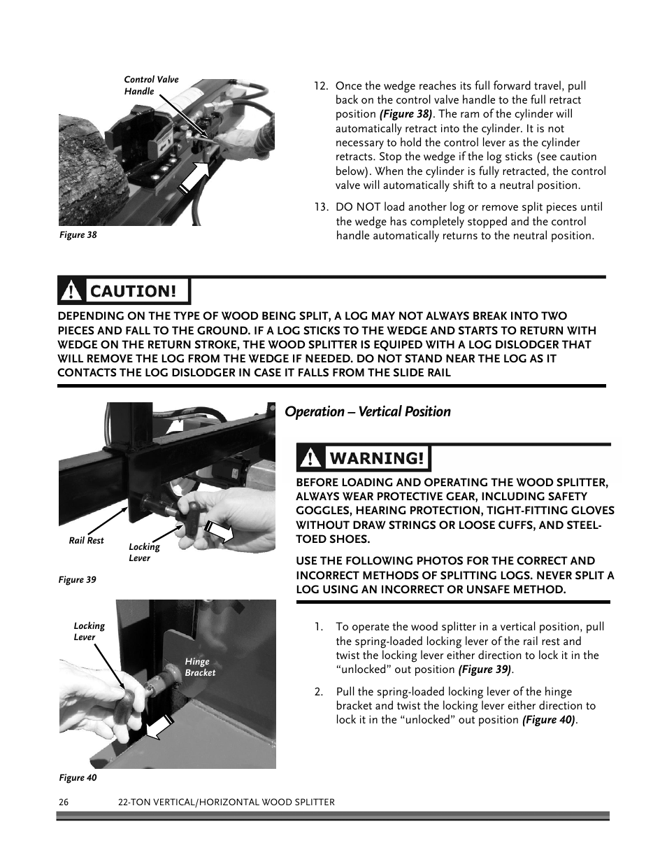 Operation – vertical position | DR Power Hydraulic 22-Ton User Manual | Page 26 / 44