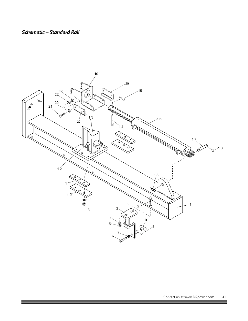 Schematic – standard rail | DR Power Hydraulic 22-Ton User Manual | Page 41 / 44
