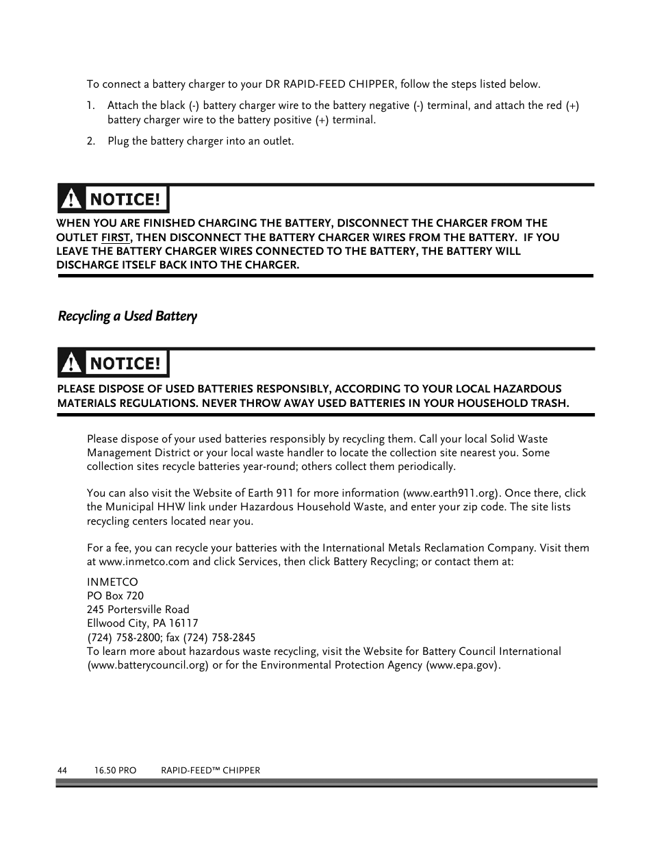 Recycling a used battery | DR Power 16.50 Pro User Manual | Page 48 / 80
