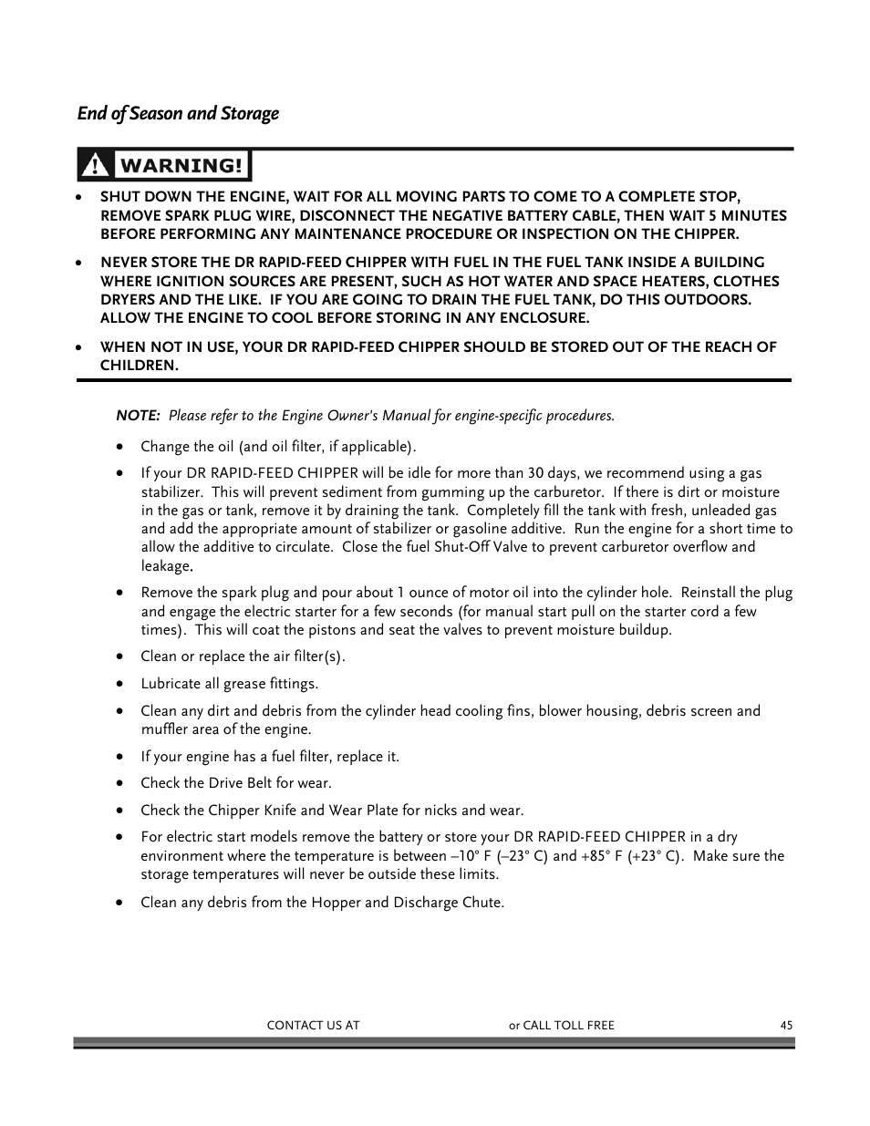 End of season and storage | DR Power 16.50 Pro User Manual | Page 49 / 80