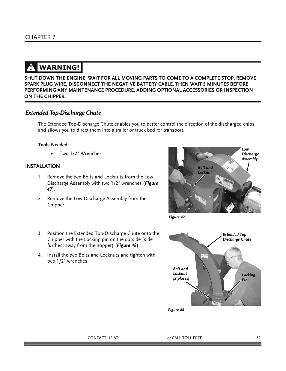 Chipper accessories, Extended top-discharge chute | DR Power 16.50 Pro User Manual | Page 55 / 80