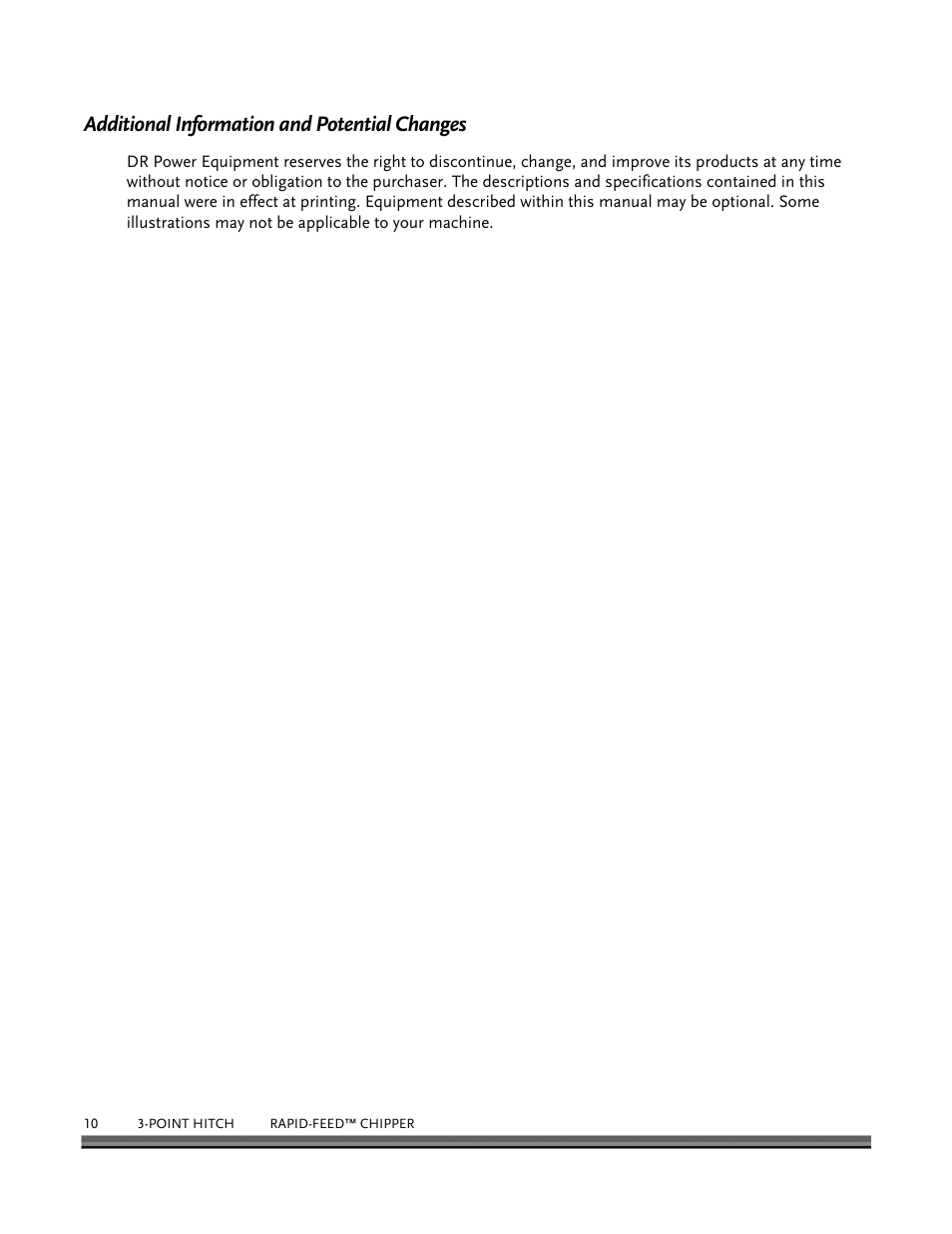 Additional information and potential changes | DR Power 3-Point Hitch Rapid-Feed User Manual | Page 14 / 56