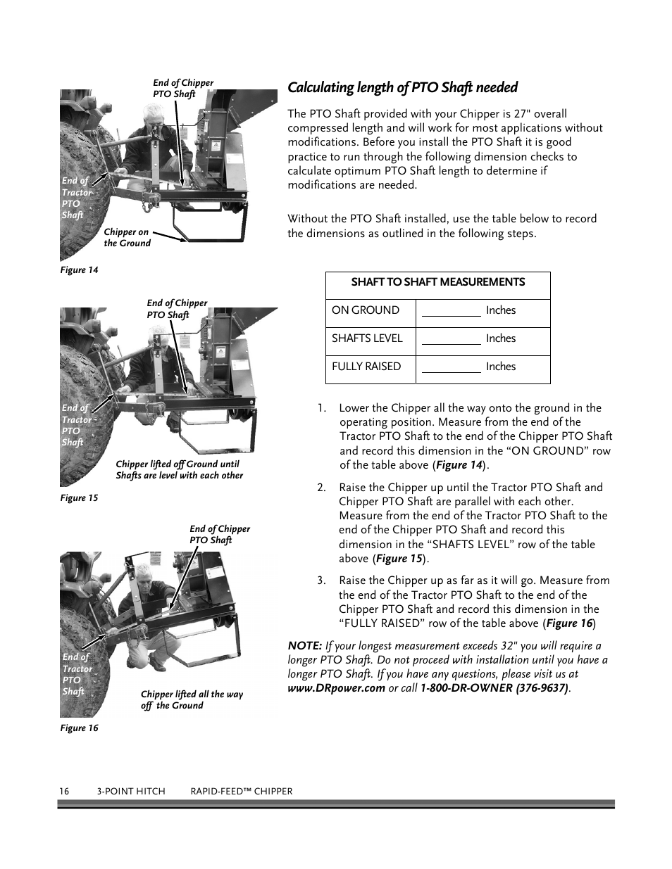 Calculating length of pto shaft needed | DR Power 3-Point Hitch Rapid-Feed User Manual | Page 20 / 56