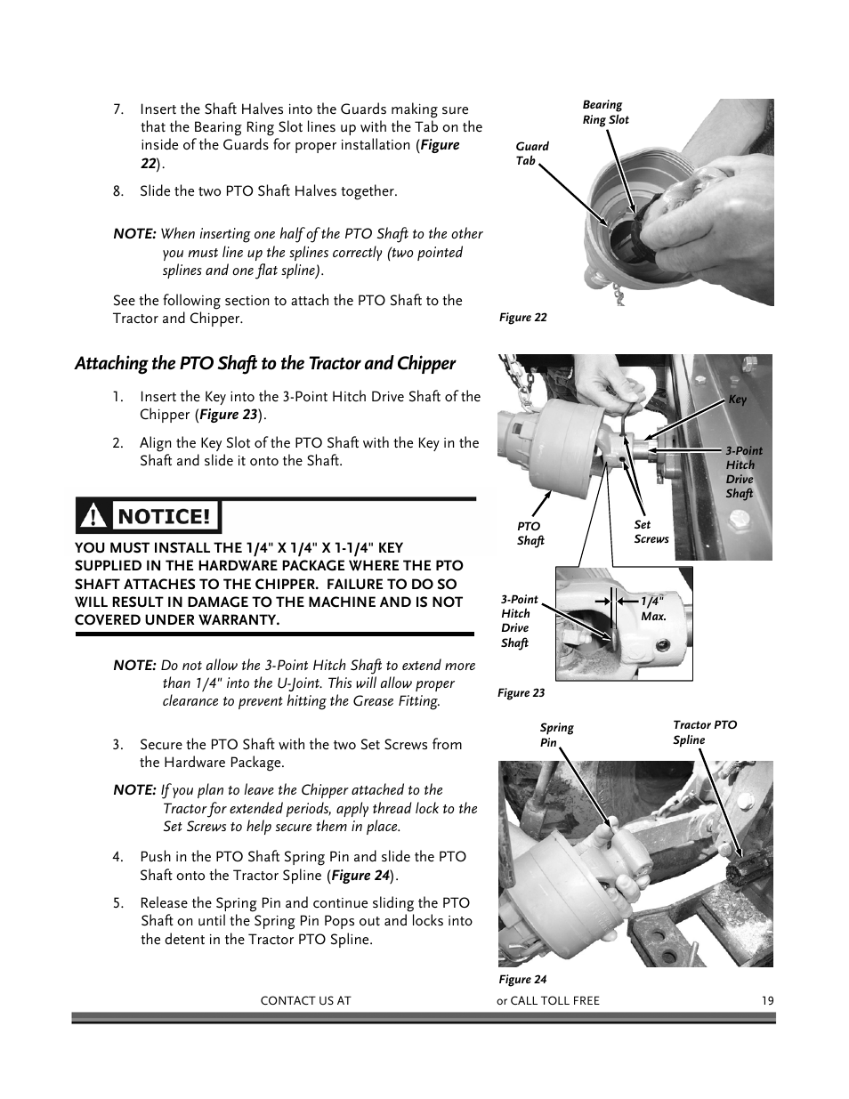 Attaching the pto shaft to the tractor and chipper | DR Power 3-Point Hitch Rapid-Feed User Manual | Page 23 / 56