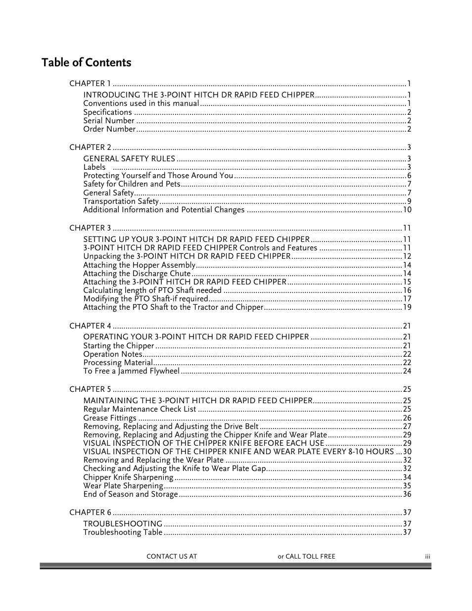 DR Power 3-Point Hitch Rapid-Feed User Manual | Page 3 / 56