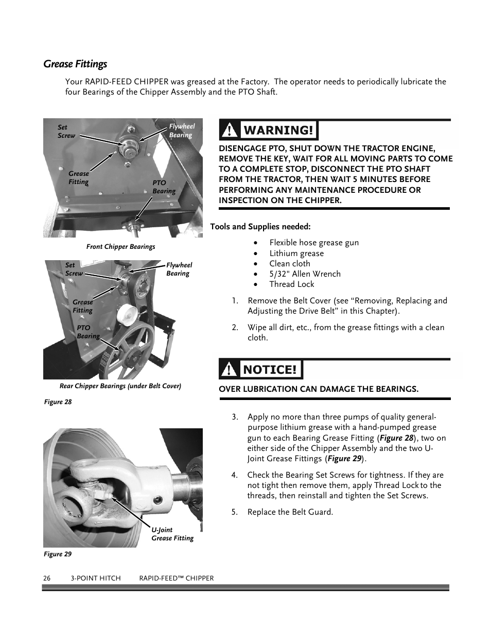 Grease fittings | DR Power 3-Point Hitch Rapid-Feed User Manual | Page 30 / 56