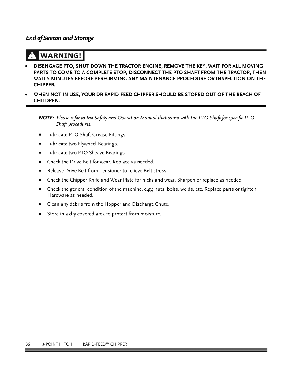 End of season and storage | DR Power 3-Point Hitch Rapid-Feed User Manual | Page 40 / 56
