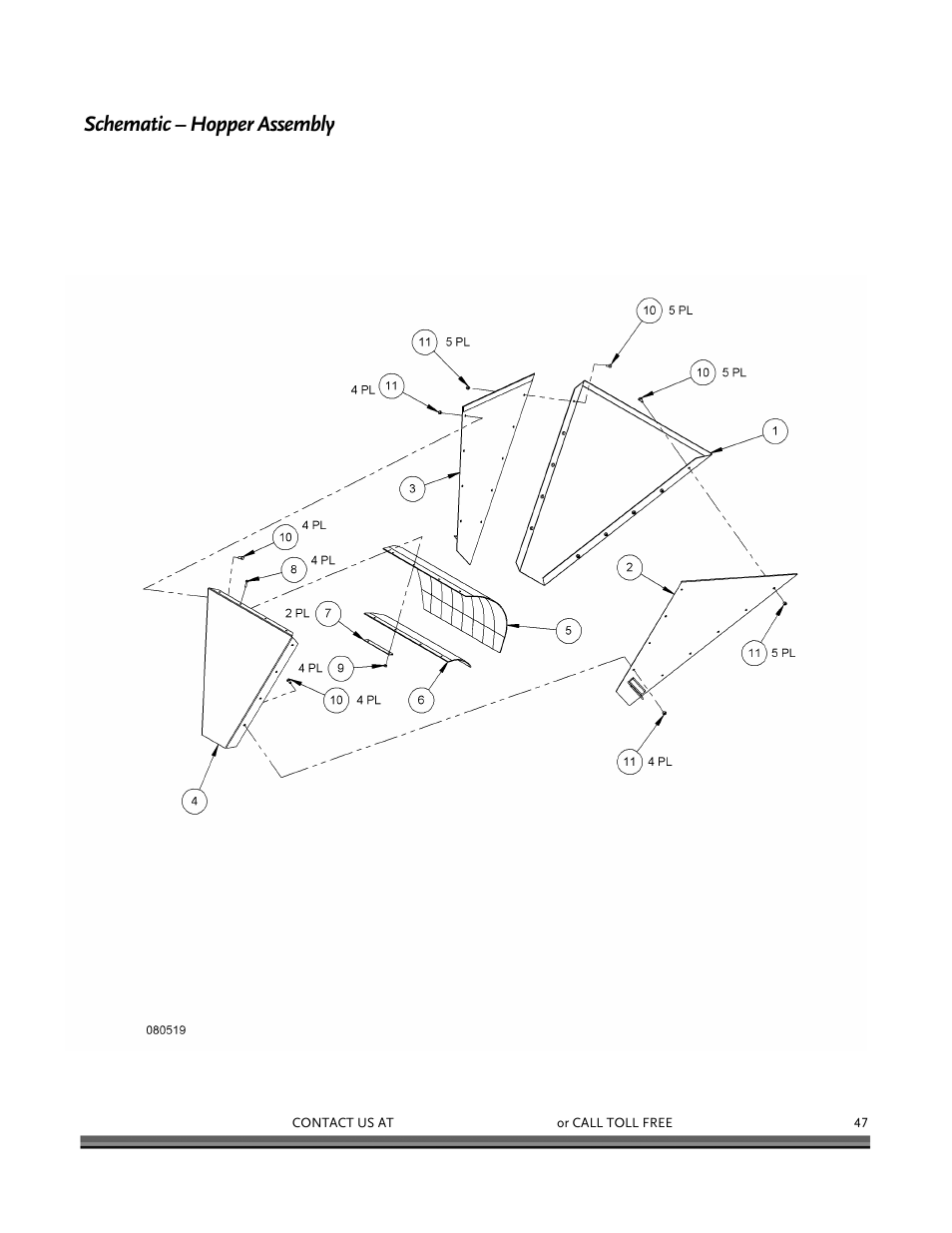 Schematic – hopper assembly | DR Power 3-Point Hitch Rapid-Feed User Manual | Page 51 / 56