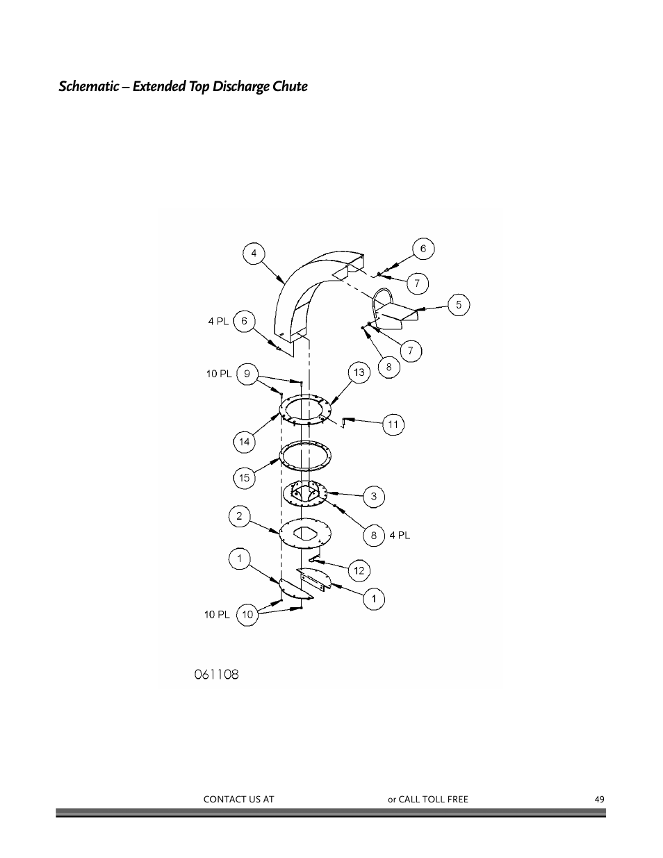 Schematic – extended top discharge chute | DR Power 3-Point Hitch Rapid-Feed User Manual | Page 53 / 56