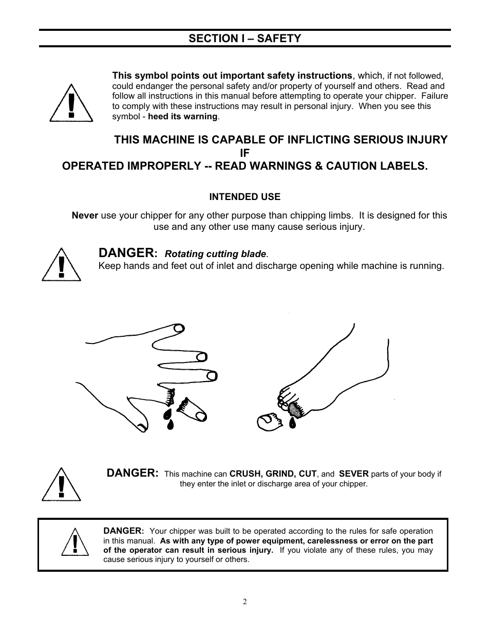 Danger | DR Power 3-Point Hitch Top-Discharge User Manual | Page 2 / 32