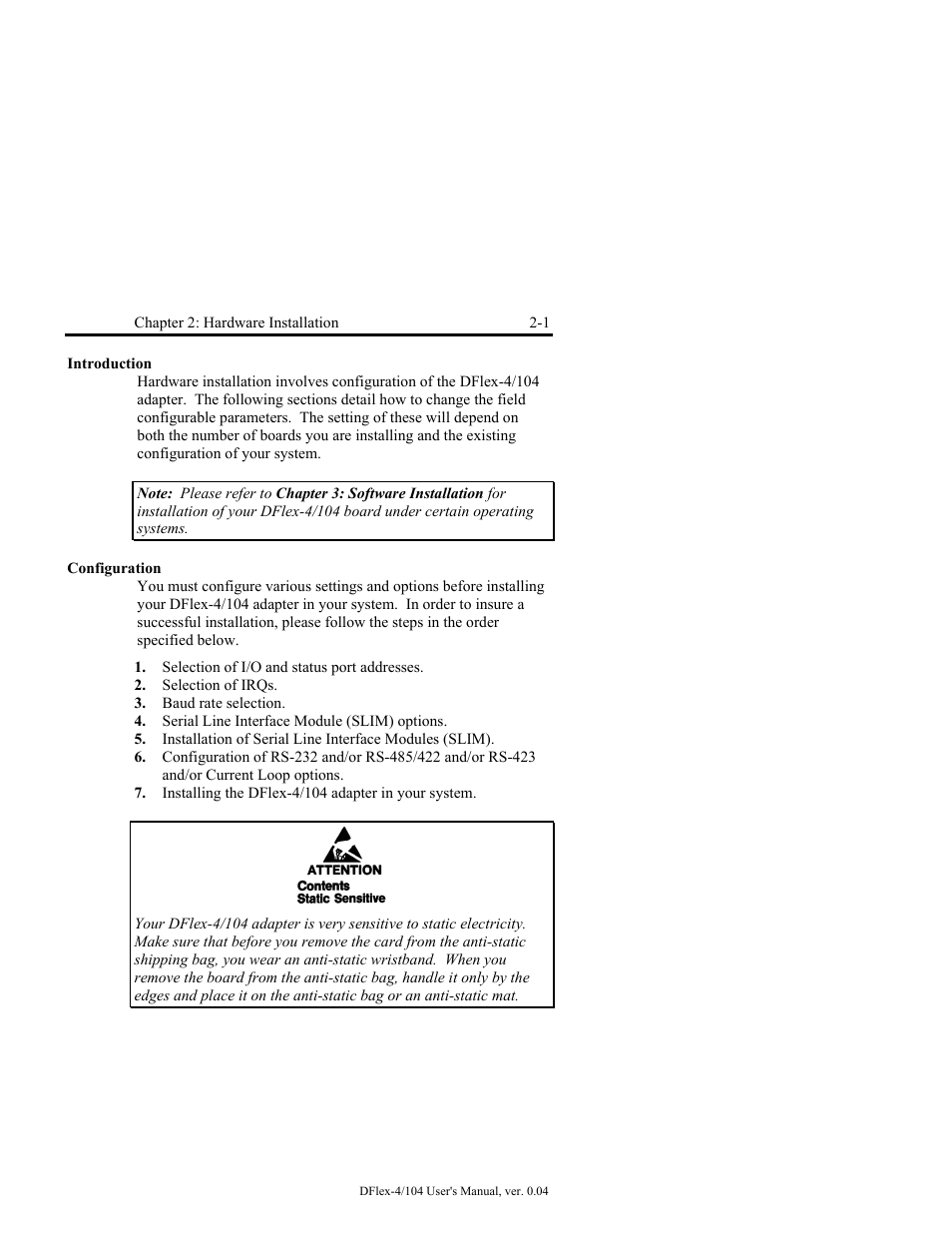 Introduction -1 configuration -1 | Connect Tech DFlex-4/104 User Manual | Page 25 / 82