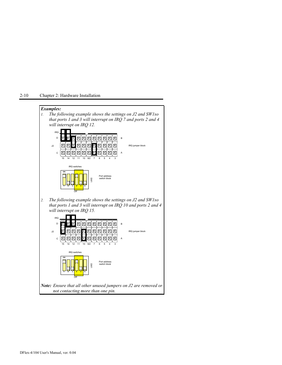 10 chapter 2: hardware installation, Examples | Connect Tech DFlex-4/104 User Manual | Page 34 / 82