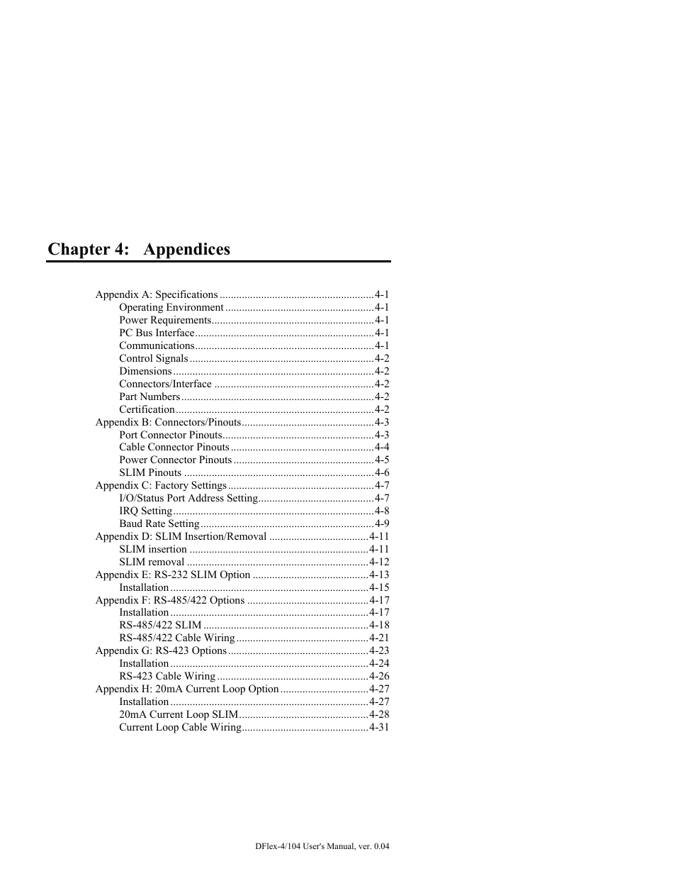 Chapter 4: appendices | Connect Tech DFlex-4/104 User Manual | Page 49 / 82