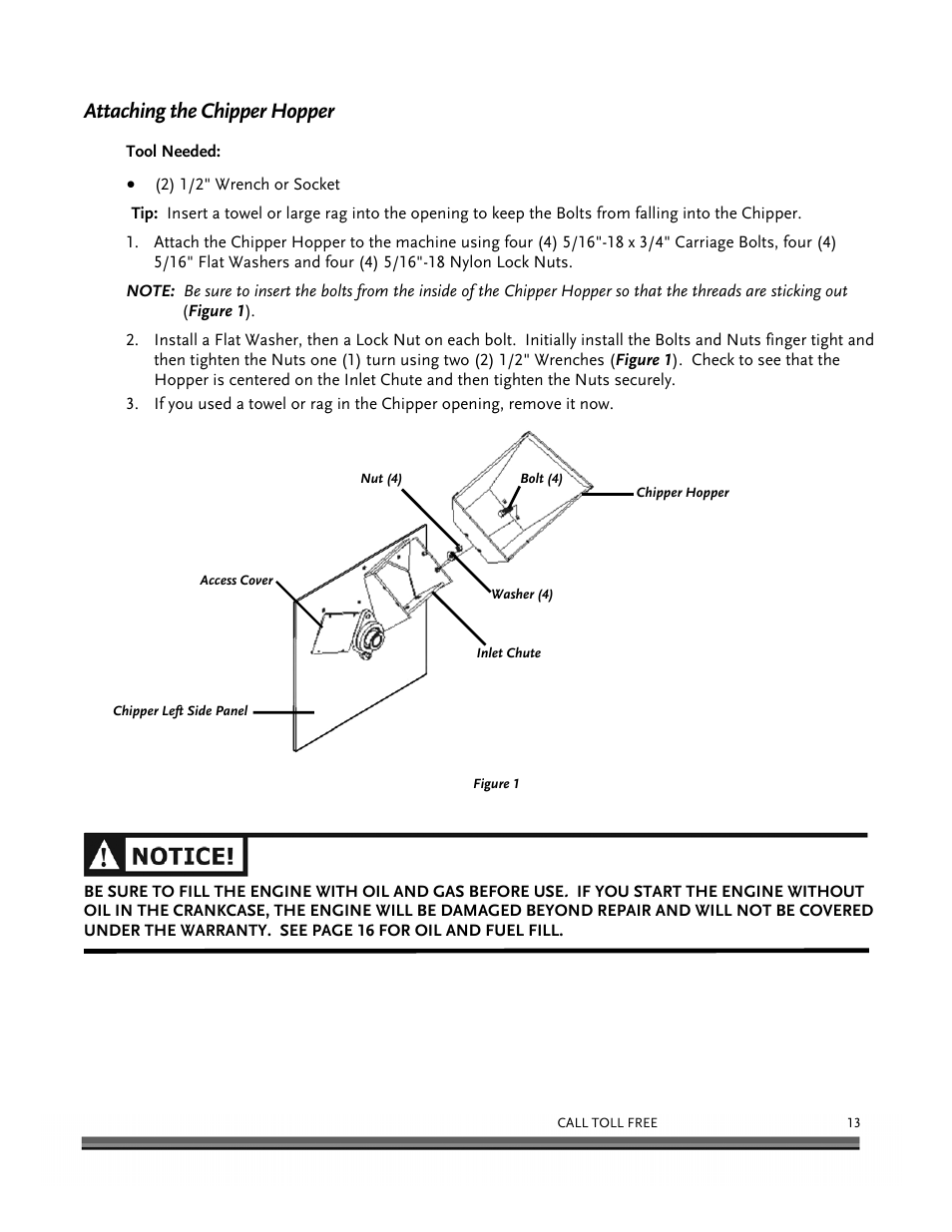 Attaching the chipper hopper | DR Power 13 HP Towable User Manual | Page 17 / 56