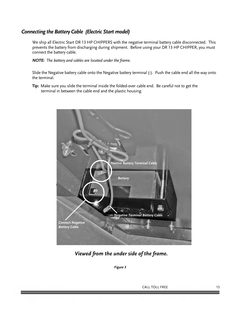 Viewed from the under side of the frame | DR Power 13 HP Towable User Manual | Page 19 / 56