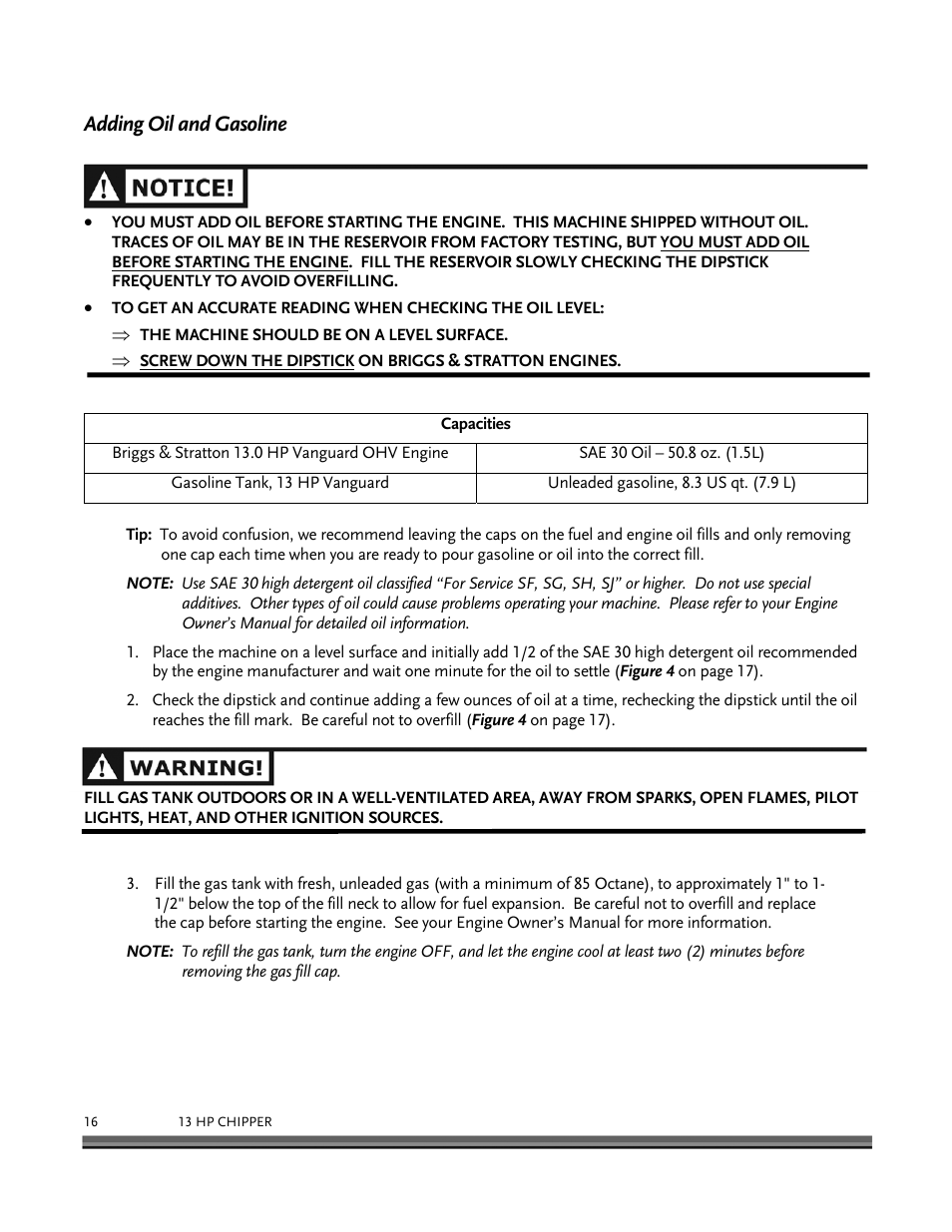 Adding oil and gasoline | DR Power 13 HP Towable User Manual | Page 20 / 56